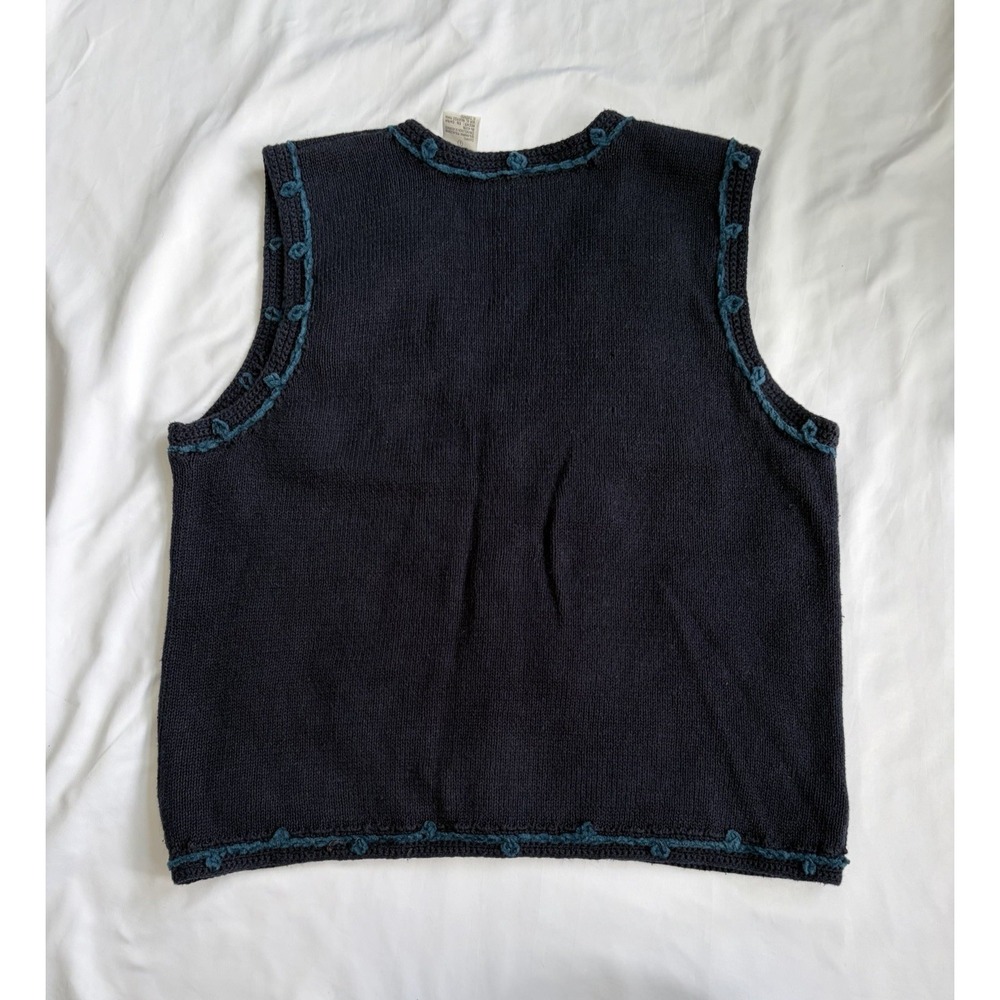 Vintage Erika Ramie Cotton Blend Crochet Floral Button Front Vest Cottagecore - Picture 2 of 6